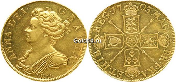Золотая монета Queen Anne Vigo